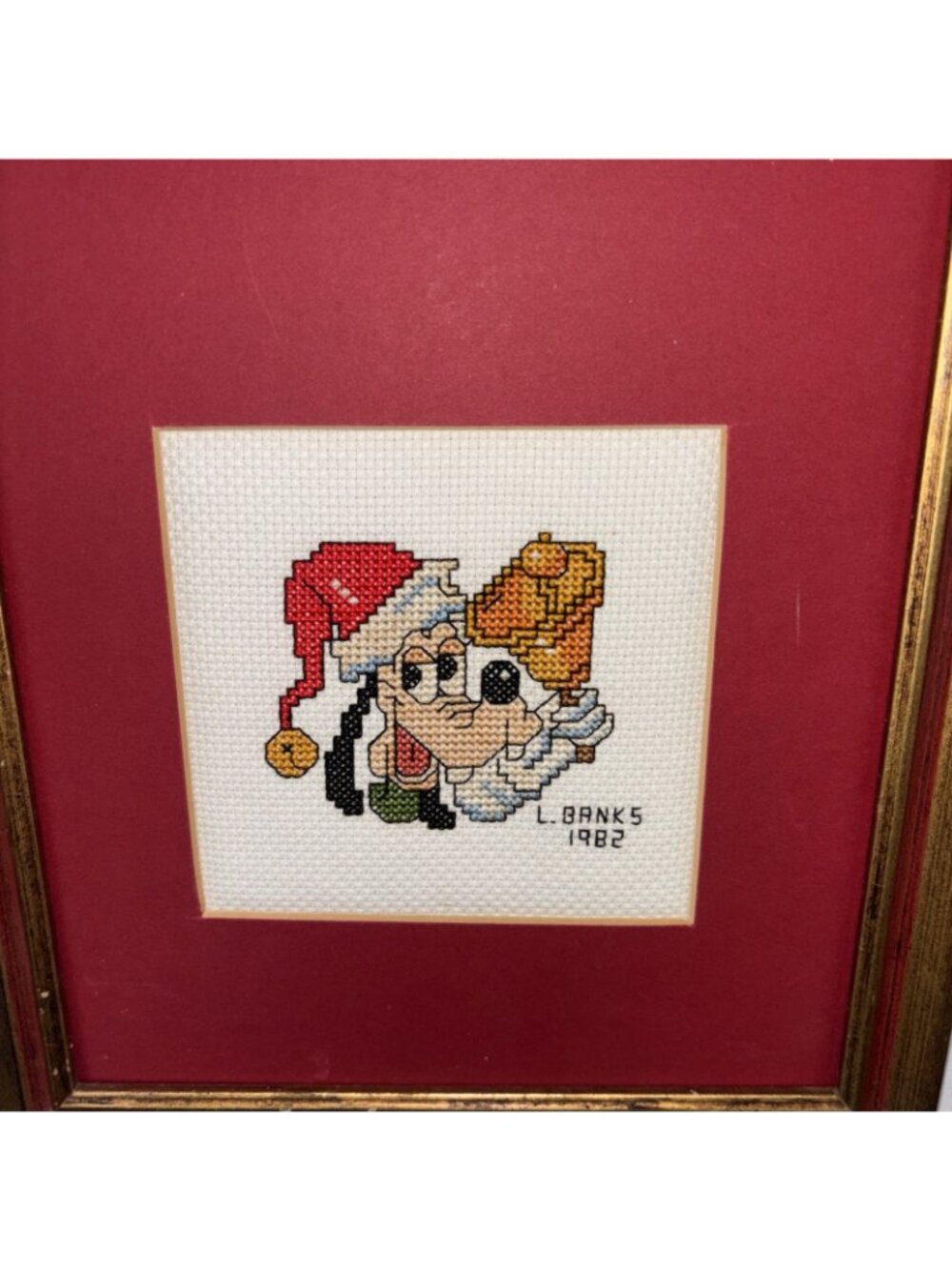 Disney CHRISTMAS Cross Stitch Matted Framed Mickey Donald Pluto And Chip N Dale - Picture 5 of 8